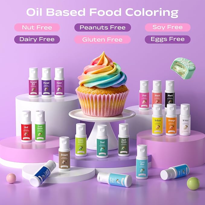 Oil Based Food Coloring for Chocolate,Large Capacity 20Colors Oil Food Dye for Cake Decorating Food Grade Edible Food Dye for Baking,Candy Melts Cookies Fondant - .7 Fl. Oz Bottles