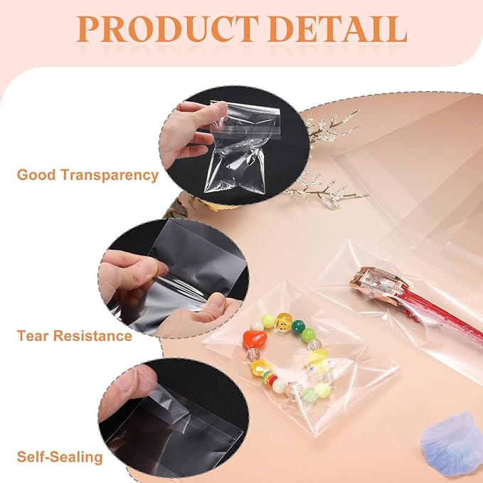 uxcell 200Pcs Self-Sealing Cello Bags, 2x7 Inch Long Clear Flap Resealable Poly Bags, OPP Adhesive Treat Bag 2 Mil for Bread Pretzel, Gift Packaging, Tableware, Necklaces Crafts