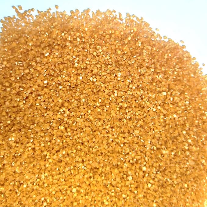 HeDeon&Rles Edible Gold Sanding Sugar Crystals for Baking 120g/4.23oz Sparkling Sugar Crystals Cake Cupcake Pancake Ice Cream Top Birthday Wedding Easter Halloween ChristmasCake Decoration
