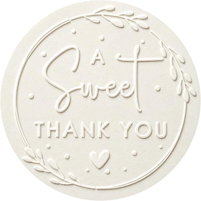 A Sweet Thank You Stickers, White Paper Foil Favor Labels for Wedding, Baby Shower, Dessert Table, Small Business Packaging, Bakery Gift Wrapping & Party Supplies,100PCS 1.6 Inch