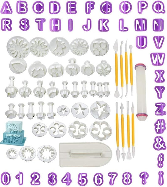 Fondant Cutters Molds Cake Decorating Tool,Icing Smoother,Cake Cookie Plunger Cutters Mold Sugarcraft Gumpaste craft Flower Leaf Butterfly Heart Shape Decorating Mold DIY Embosser Moulds