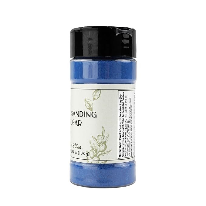 Olive & Vine Blue Sanding Sugar, Sweet Finish, For Baking & Decorating, Rich Tradition, Authentic Taste, For Global Recipes (3.84 Ounce)