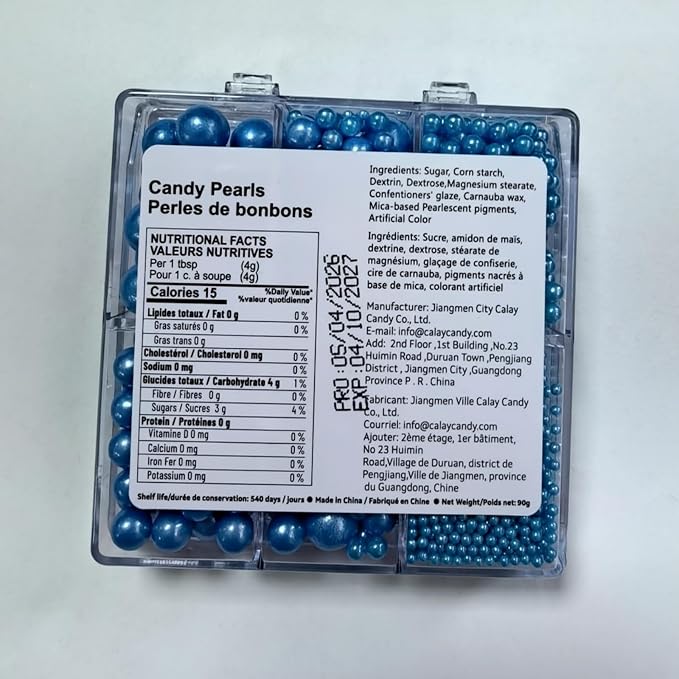 HeDeon&Rles Blue Pearls Sprinkles for Baking Decorating 90g/3.17oz 4 Size Mix Edible Preals for Cake Cupcake Pancake Icing Decoration Independence Day Halloween Supplies