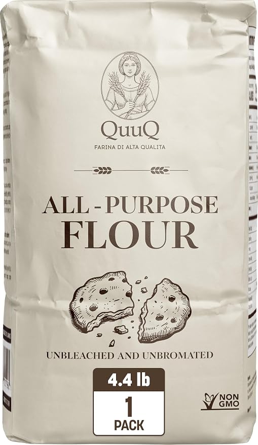 QuuQ All Purpose Flour 1 Pack 4.4 lb (2 kg) – Unbleached Unbromated Enriched Wheat Flour, Non-GMO Baking Flour for Bread, Cookies, Cakes, Pizza & Baking