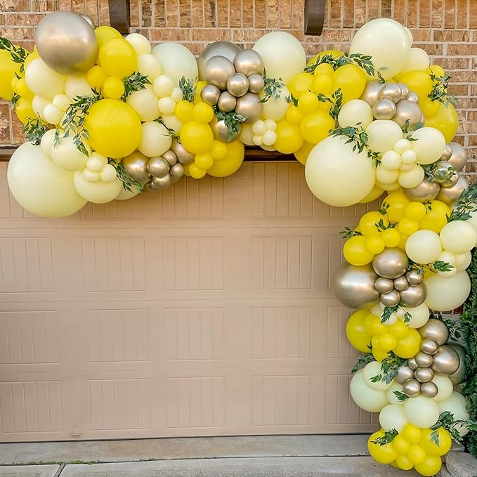 120pcs Pastel Yellow Balloons Different Sizes 18 12 10 5 inch Light Yellow Balloon Arch Kit for Gender Reveal Baby Shower Birthday Party Decorations