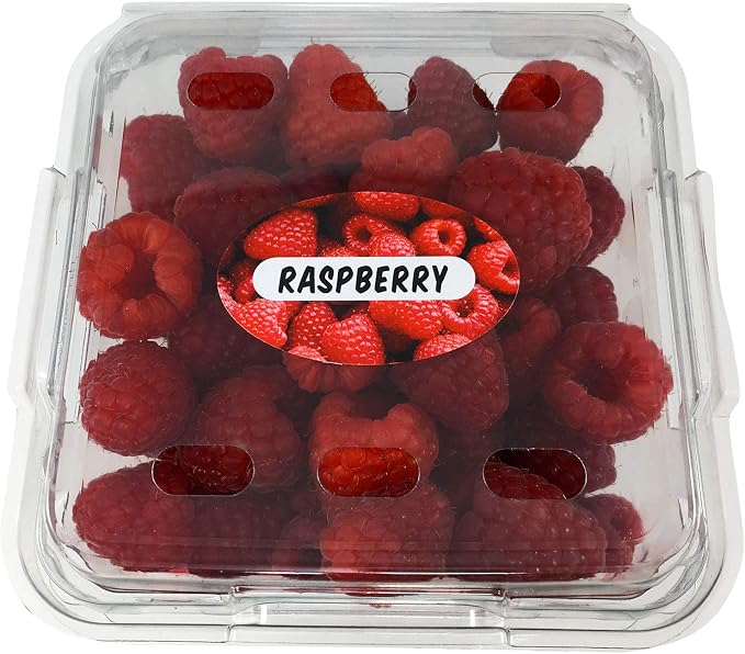 Raspberry Grocery Store Food Labels 1.25 x 2 Inch Oval Shape 500 Total Adhesive Stickers