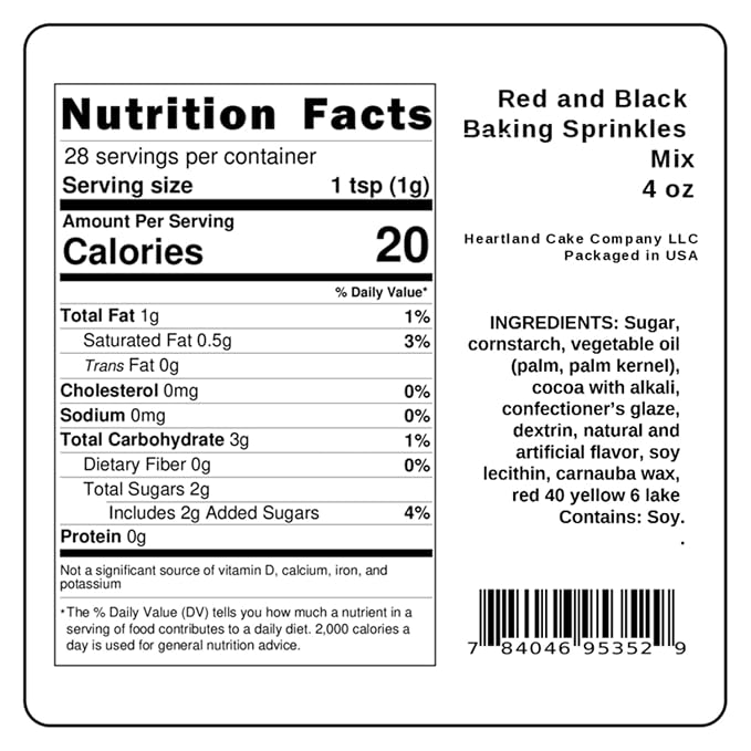 Red and Black Sprinkles 4oz pack for Cake, Cupcake, Cookie Decorations, Ice Cream and Donut Toppings Edible Decorating Baking Supplies - mix