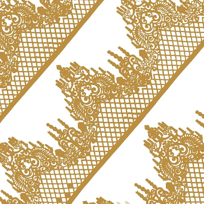 Pre-Made Edible Cake Lace Lattice Diamond Scallop Golden 12-inch 10-Piece | Large, Ready to Use