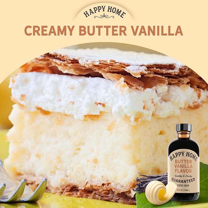 Happy Home Premium Natural Butter Vanilla Flavor - Certified Kosher, 4 oz.