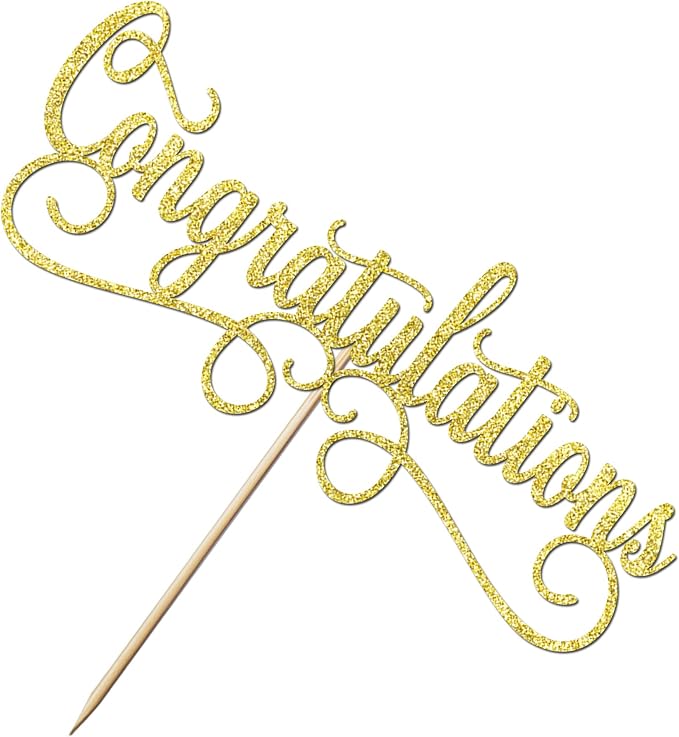 Congratulations Cake Topper, Class of 2026 Cake Topper, Congrats Grad Party Decorations Supplies, High School Graduation/College Graduate Party Decoration Supplies (Gold)