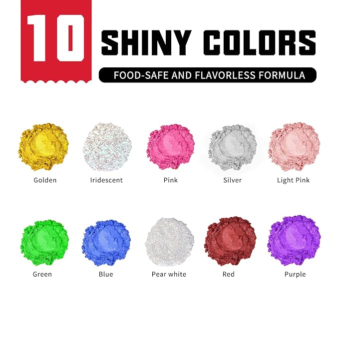 HomeHere Edible Luster Dust Food-Grade Glimmer Powder Glitter for Cake Decorating 8g, Edible Sprinkle Glitter for Cocktails Drinks Baking Candy Dessert Chocolate Vegan Tasteless