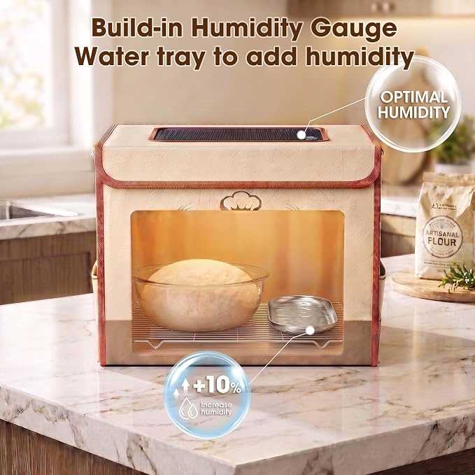 Folding Bread Proofing Box with 68-131℉ Temp Control for Sourdough | Bread Proofing Box,0-99H Timer,3-Sided Heating,Dough Proofer with Metal Rack&,Ideal for Sourdough,Bread Baking, Pizza, Yogurt