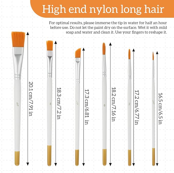 Ymapinc 6PCS Paint Brushes, Cake Painting Brushes for Cake Decorating, Paint Brush for Cookies, Comfortable Wooden Handle, for Pastry, Cookie, and Cakes Decoration