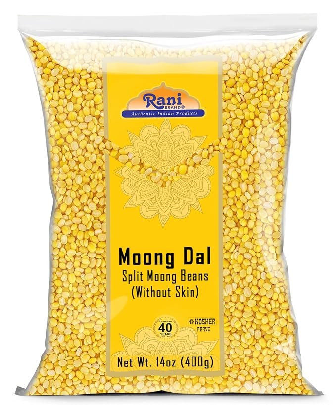 Rani Moong Dal (Split Mung Beans Without Skin) Lentils Indian 14oz (400g) ~ All Natural | Gluten Friendly | Non-GMO | Kosher | Vegan | Indian Origin