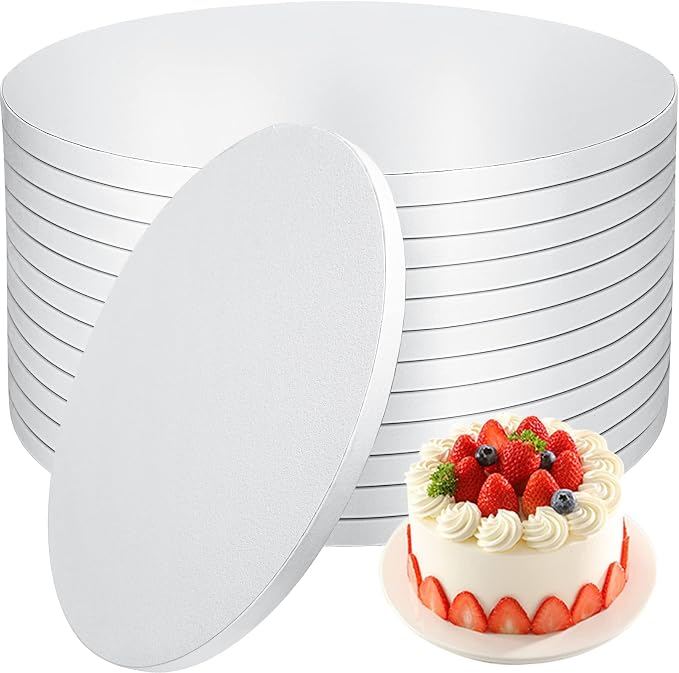 6 PCS Cake Drums 12 Inch, 12inch Drum, Cake Boards 12 Inch Round, 1/2" Thick Cardboard, Sturdy Circle, Base para Pastel Cardboard Base White Cake Boards for Wedding
