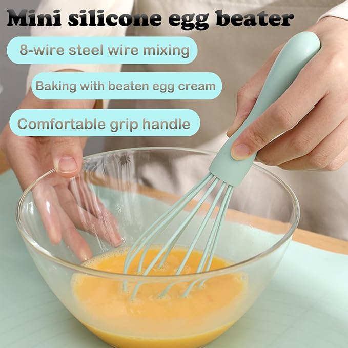 Silicone Whisk 8Pcs Mini Silicone Whisks for Blending Whisking Beating Stirring Cooking and Baking Kitchen Essential Tools