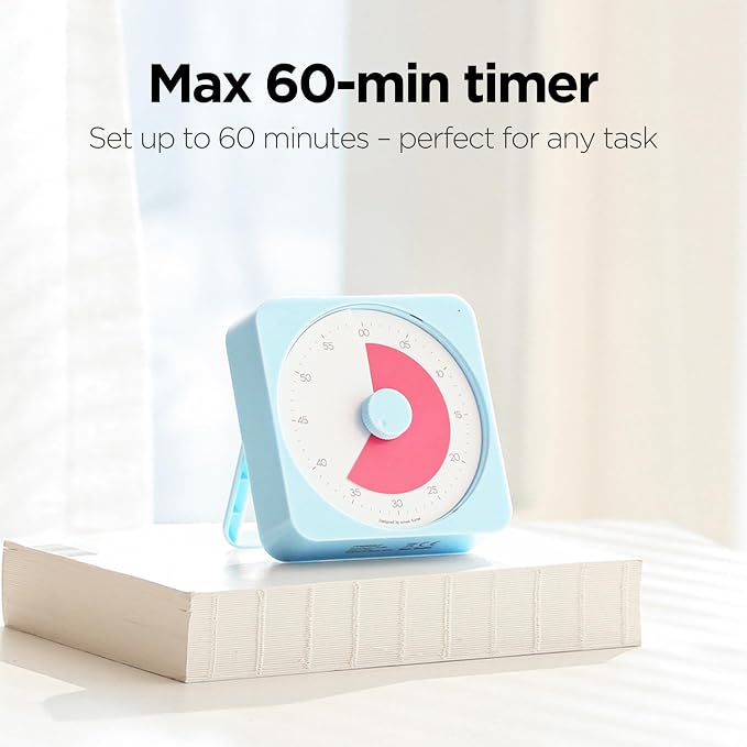 mooas Visual Timer for Kids & Adults, 60 Minute Analog Countdown Timer for Classroom School, Homeschooling, Silent Visual Timer for Study ADHD Pomodoro Time Management Battery Operated (Pink)