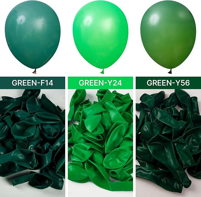 PartyWoo Dark Green Balloons 100 pcs Different Sizes of 36 18 12 10 5 Inch Hunter Emerald Forest Green Balloon Arch Kit Garland for Graduation Christmas Jungle Birthday Party Decorations Green-Y56