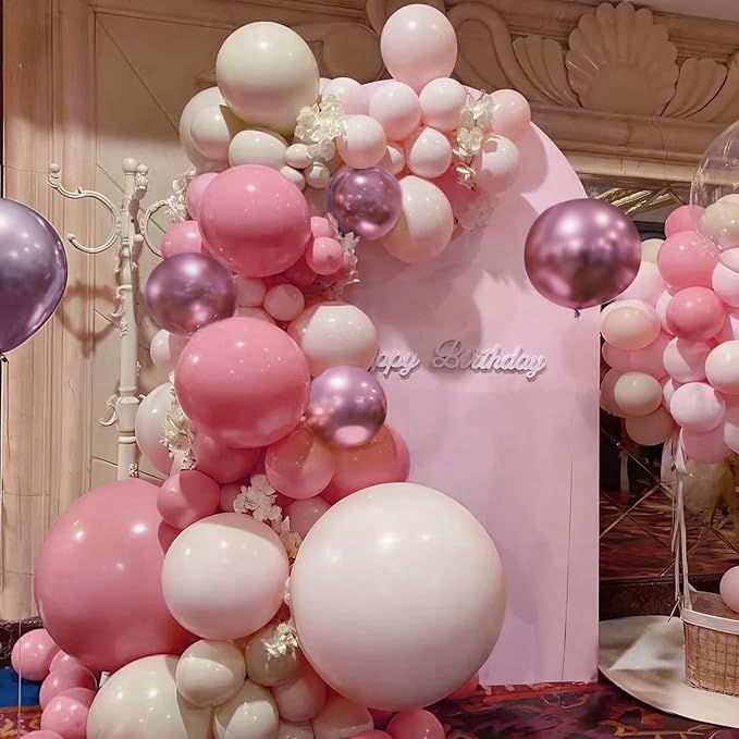 MEBAY Dusty Pink Balloon Arch Kit, 166Pcs Pastel Nude Light Pink Metallic Balloons Garland for Wedding Bridal Baby Shower Princess Girl Women Birthday Party Decorations