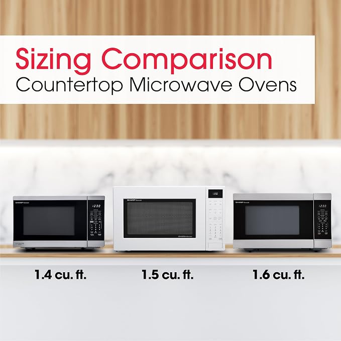 SHARP SMC1585KW Convection Countertop Microwave Oven with Removeable 15.4" Carousel Turntable, 1.5 Cubic Feet, 900 Watt, Sensor Cooking, White