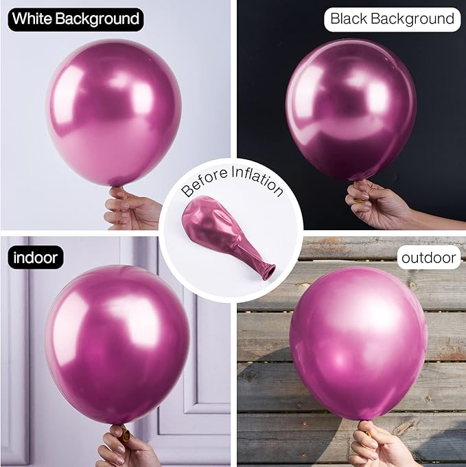 PartyWoo Metallic Hot Pink Balloons 100pcs Different Sizes of 18 12 10 5 Inch Chorme Dark Pink Magenta Fuchsia Balloon Arch Kit Garland for Wedding Birthday Baby Shower Party Decorations Pink-G114