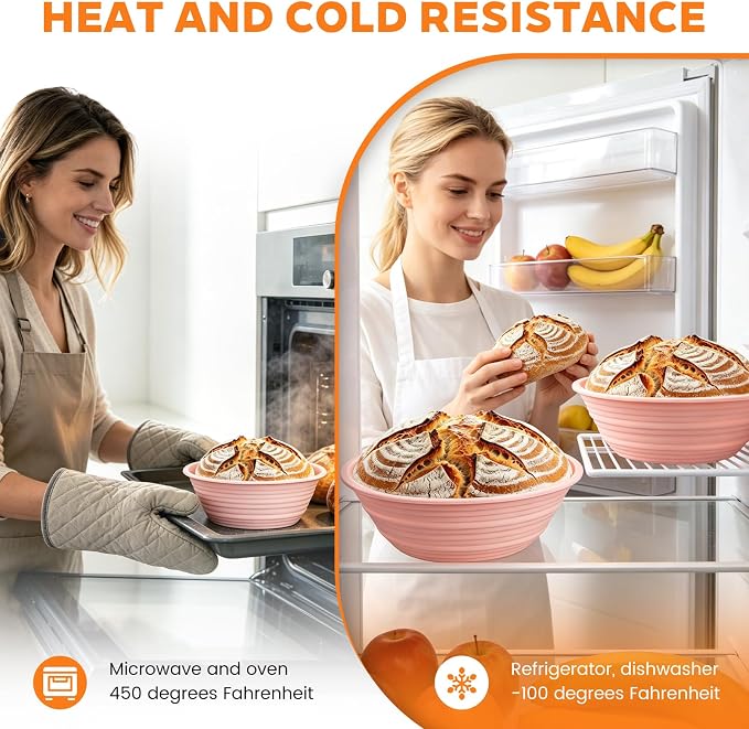 4 PCS 9Inch Silicone Bread Proofing Baskets Oval Banneton Basket Collapsible Sourdough Bread Baking Supplies Non-stick Dough Proofing Bowls Containers Oven Safe for Breads Making