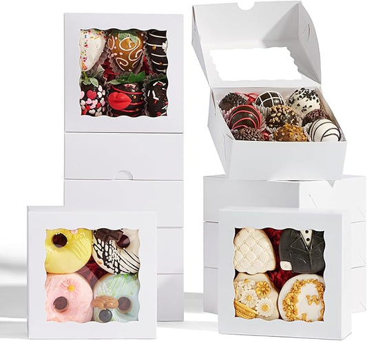5x5x2 Inch 20 Pcs Cookies with Window Bakery Boxes Soap Box Chocolate Truffle boxes Macaron Boxes Gift Cake Boxes Treat Boxes for Browine pastries, Dount or gifts goodies Party Favor