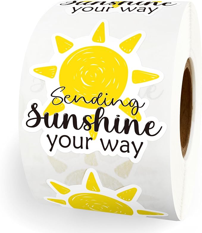 500pcs Sending Sunshine Your Way Stickers, Sun Stickers Roll, Cute Happy Mail Envelopes Seals, Small Business Boutique Handmade Packaging Labels
