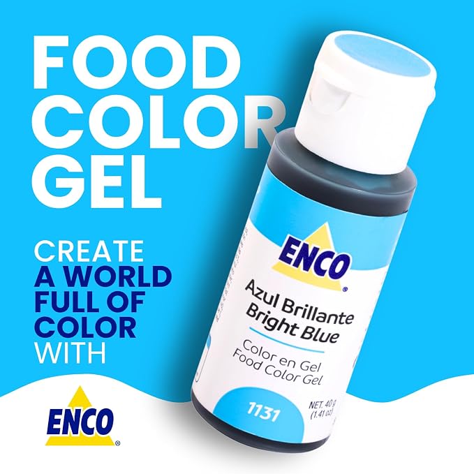 ENCO Food Coloring Gel Bright Blue 1.41 oz (40g) Concentrated, Vegan