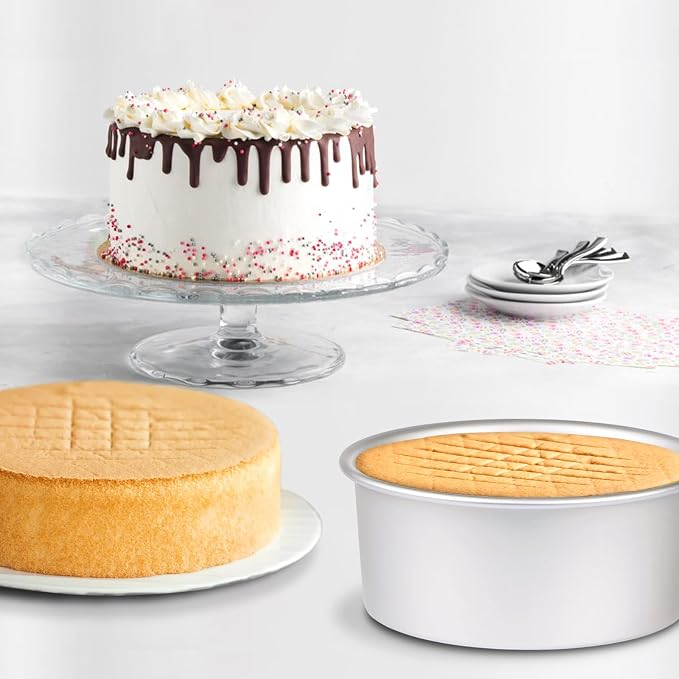 8 x 3 Inch Aluminum Round Cake Pan, 3-Piece Set Cake Baking Pans, Round Layer Cake Baking Pans for Birthday Wedding Home Kitchen DIY Baking Tools, Heavy Sturdy & Healthy, Oven Safe