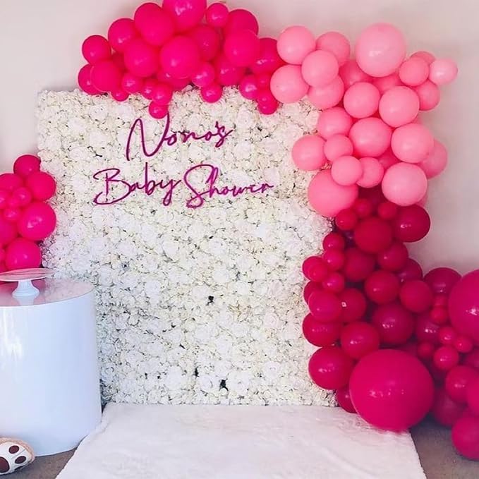 Magenta and Hot Pink Balloon Arch Kit, Metallic Magenta and Hot Pink Balloon Garland Kit, Rose Red Chrome Balloons Different Sizes for Bachelorette Party Birthday Wedding Party Decorations