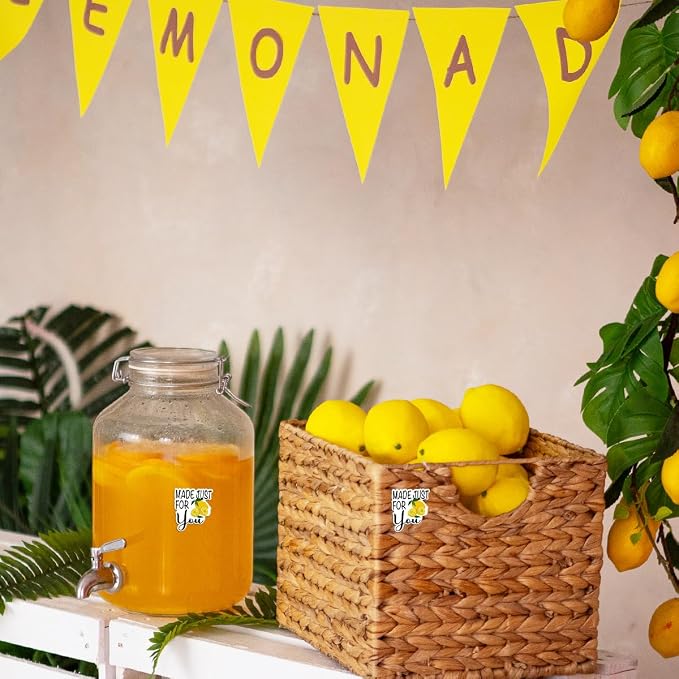 Made Just for You Lemon Funny Small Business Lemon Stickers,Cute Lemonade Stickers for Cups,Lemonade Stand Supplies Paster 500 PCS