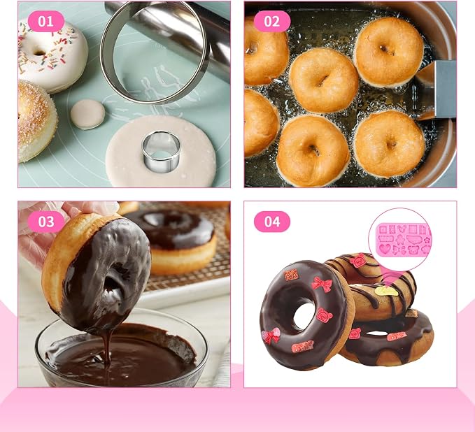 6 PCS Circle Cookie Cutter Set Donut Cutter Large Stainless Steel Round Cutters (2, 3, 3.5, 4, 5, 6 Inch) & Decorative Cookie Mold for Baking, Donuts, Biscuits, Sandwiches | Durable Easy to Clean