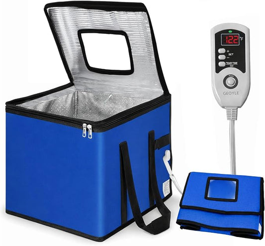 74l Large Foldable Proofing Box，Bread Proofer Blue 16.5 * 16.5 * 16.5in | Dough Proofer 4-Sided Heating，Temp Control (33-122℉), 96-Hour Timer， for Sourdough, Bread Baking, Pizza, Yogurt