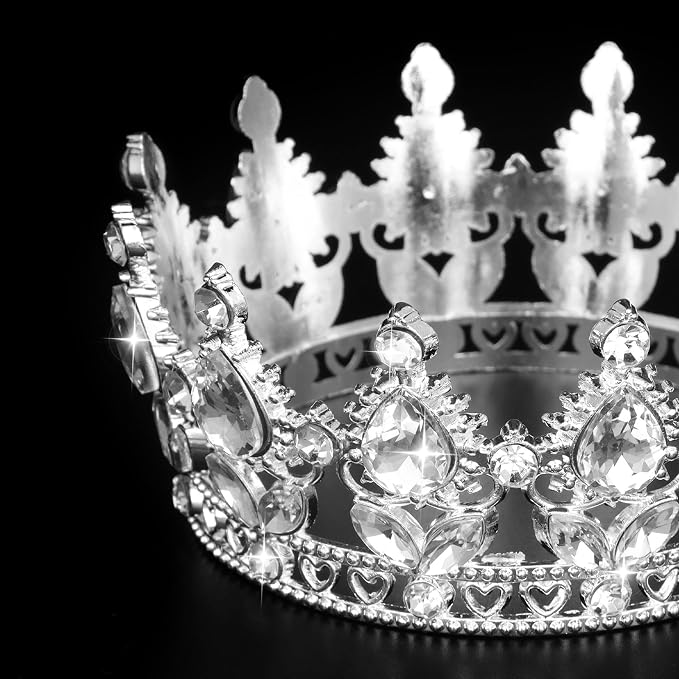 Silver Crown Cake Topper Happy Birthday Cake Toppers Wedding Cake Toppers Mini Crowns for Flower Bouquets Party Decorations