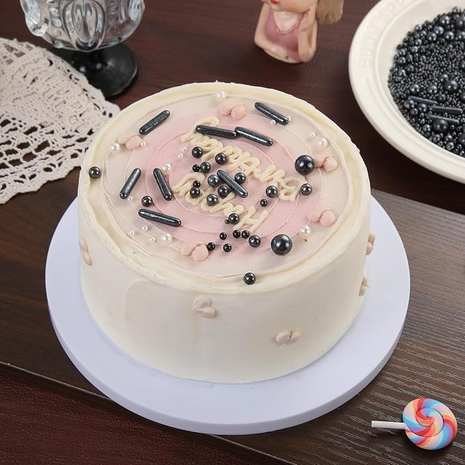 Weraru Edible Black Pearl Sugar Sprinkles Candy Mixing Size Baking Edible Cake Decorations Cupcake Toppers Cookie Decorating Celebrations Wedding Shower Party Chirstmas Supplies 120g/ 4.2oz