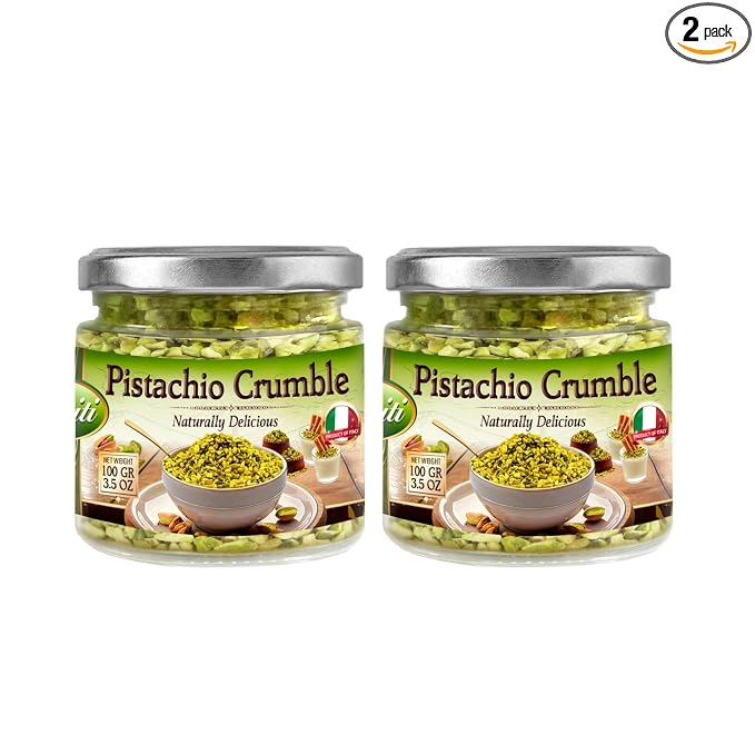 Sanniti Pistachio Crumble, 3.5 oz – Finely Crushed Italian Pistachios | Product of Italy [Pack of 2]