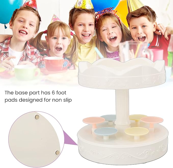 Automatic Rotation Cupcake Display Stand, Carousel Cake Stand, Dessert Table Decoration, Rotating Dessert Machine for Sushi Dessert Cupcake