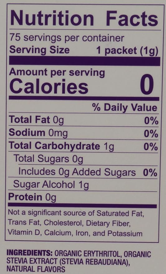 Wholesome Sweeteners Organic Stevia, 75 Count Packets, Zero Calorie Sweetener Blend, Keto Friendly, Non GMO, Gluten Free & Vegan, 1 Pack