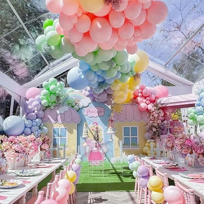 Pastel Balloon Garland Arch Kit, 146Pcs Macaron Pink Blue Green Yellow Latex Balloons Different Sizes 18 12 10 5 Inch for Gender Reveal Baby Shower Wedding Birthday Party Decoration