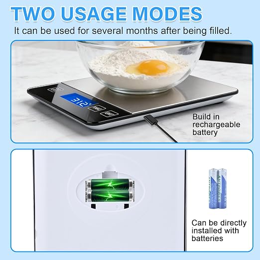 33lb Digital Kitchen Food Scale | Stainless Steel Material, Weight Grams and Ounces, Pounds/Ounces/Grams Freely Changed, Home Baking, Daily Use