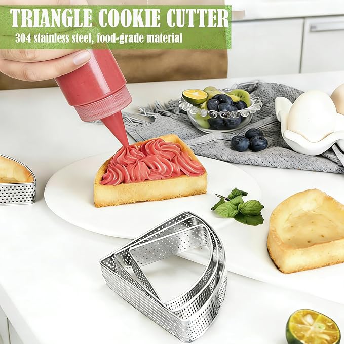 Scone Cutter Triangle Cookie Cutter Set (2.7, 3.1, 3.5 Inch) – Duty Stainless Steel Geometric Frame - Shaped Large Biscuit Cutter Set, Perfect for Even Scones, Pastries, Desserts & Triangle Cookies
