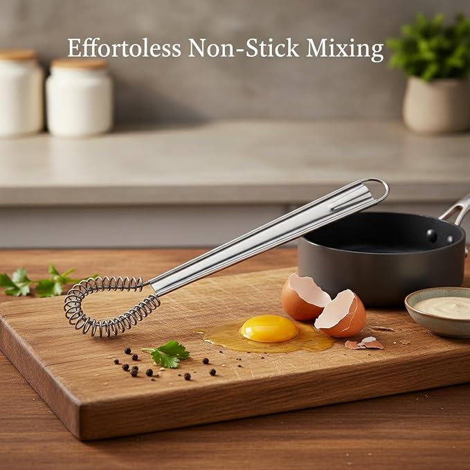 Silicone Coated Whisk, 13 Inch Stainless Steel Mixing Tool for Non-Stick Cookware, Eggs and Sauces (1 PC)