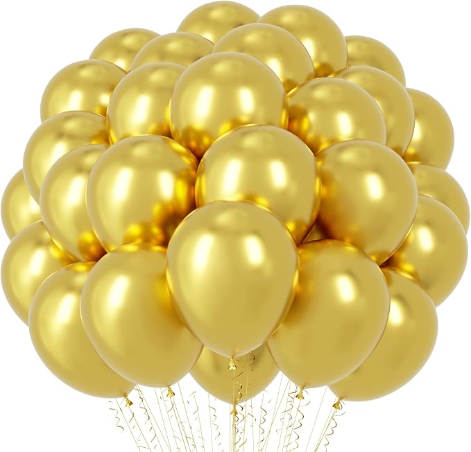 Voircoloria Metallic Gold Balloons, 66pack 12inch Chrome Gold Latex Party Balloons for Graduation, Wedding, New Year, Birthday, Baby Shower, Anniversary Party Decorations