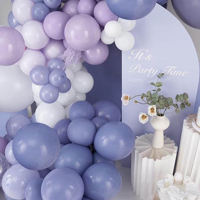 PartyWoo Purple Balloon Arch Kit Garland 140 pcs Shades of Purple Lavender Lilac Balloons Different Sizes of 18 12 10 5 Inch for Baby Shower Butterfly Wedding Birthday Fairy Party Decorations