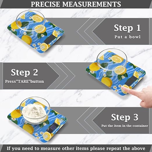 Food Scale Kitchen Scale Food Weight Scales Digital Weight Grams and Ounces Small Electronic Food Scale for Baking Cooking Blue Wave Lemons Daisy