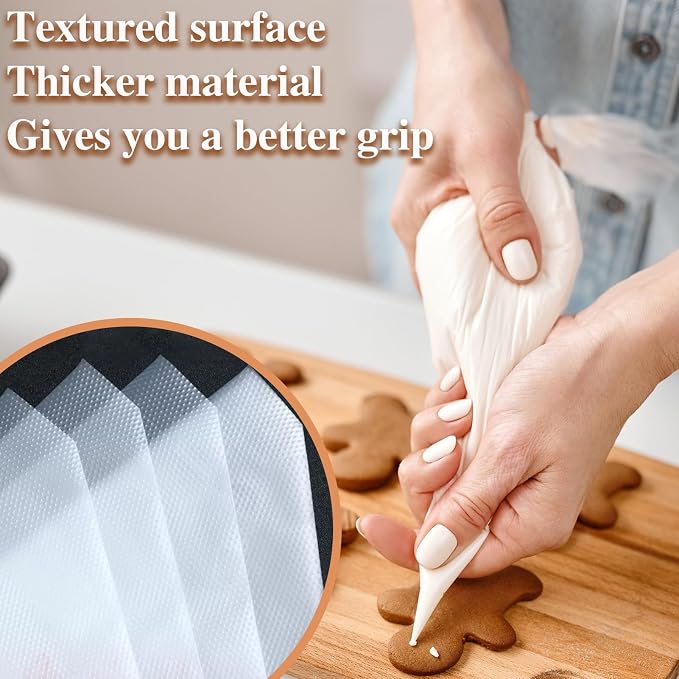 Piping Bags, Icing Bags, Frosting Bags 500 Pcs - 5 Size Assortment (8,12,16,18,24 Inch) Disposable Pastry Bags for Cake Decorating, Baking and Cooking