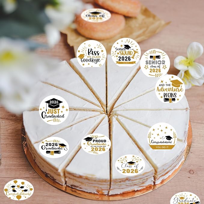 48pcs Edible Graduation Cap Cupcake Toppers Wafer Paper Graduation Diploma Cake Decorations Edible Congrats Grad Cupcake Picks for 2026 Graduation Theme Party Cake Decor Supplies
