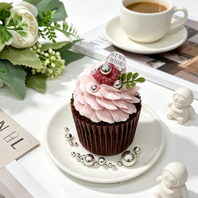 Silver Pearl Sprinkles for Cake Decorating, 6 Sizes Mix 4.6 oz Edible Pearls Sugar Sprinkles for Baking Cupcake Cookie