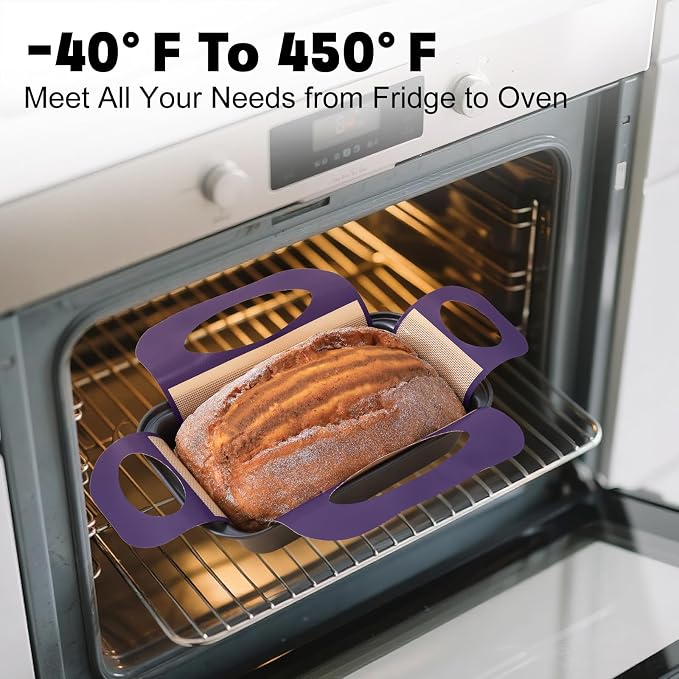 Loaf Pan with Liners Set: 2-Pack Nonstick 9 x 5 Inch Bread Pan and Loaf Liners for Homemade Oven Baking - Rectangular Baking Tray for Kitchen Home Baker Make Sourdough Banana Sandwich Bread(Purple)